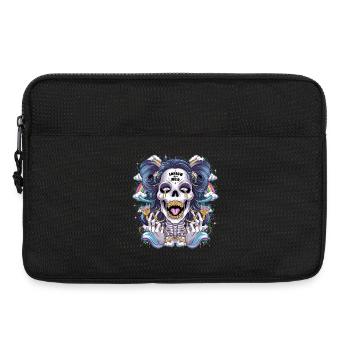 Glitzernder Skelettschädel mit Regenbogen - Laptoptasche 13" - Schwarz - Vorne