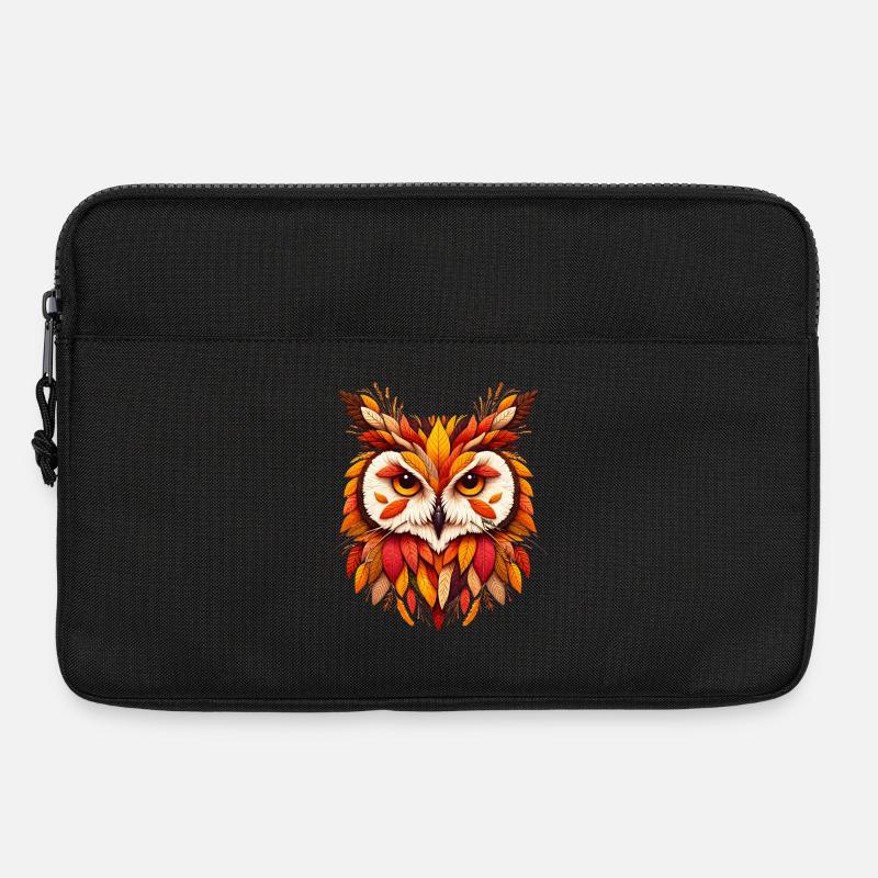 schöne Eule, gestaltet aus verschiedenen Blättern - Laptoptasche 13" - Schwarz