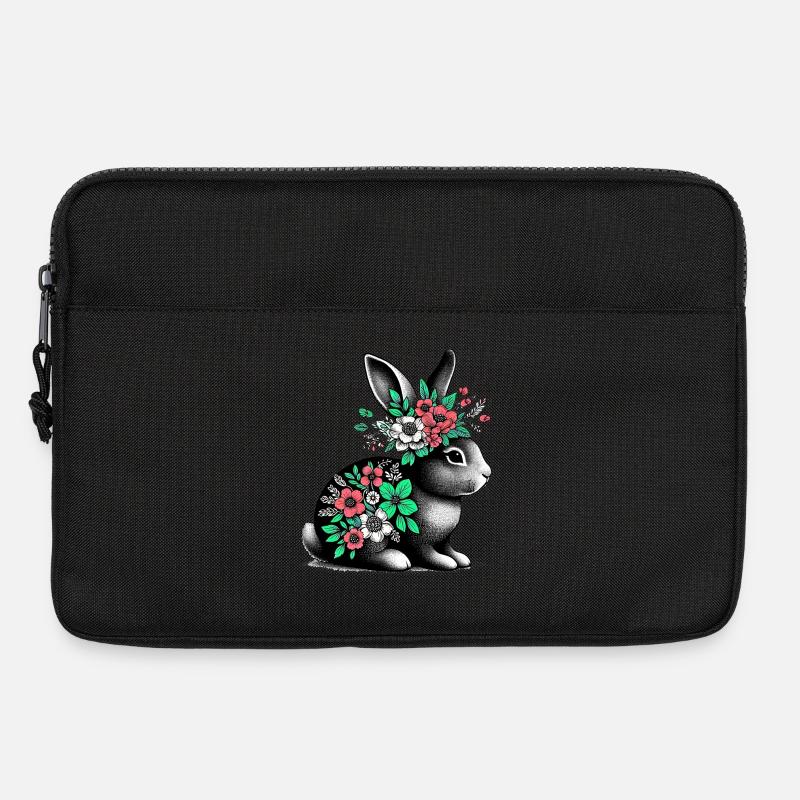 Hase mit Blumen - Laptoptasche 13" - Schwarz