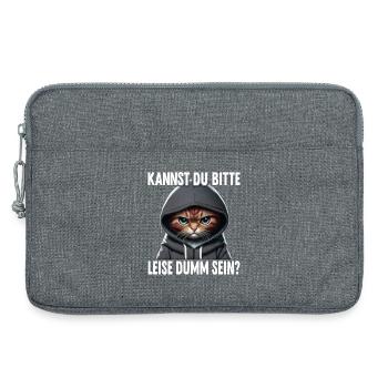 Spruch Lustig Katze Kannst du leise dumm sein? - Laptoptasche 13" - Grau meliert - Vorne