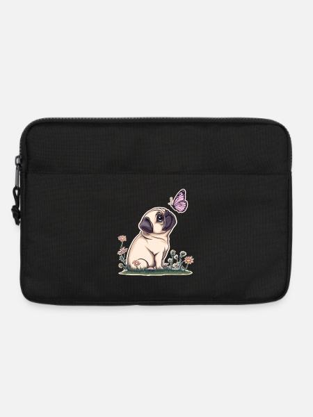 Mops mit Schmetterling - Laptoptasche 13" - Schwarz