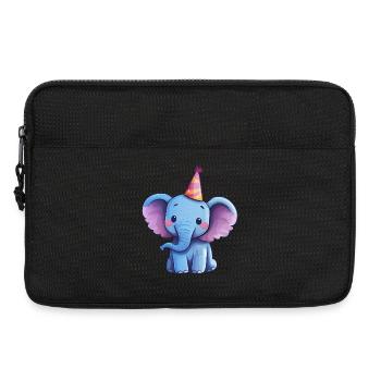 Éléphant heureux mignon avec chapeau de fête - Sacoche pour ordinateur portable 13 pouces - noir - Devant