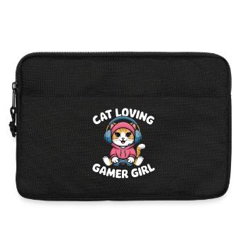 Katzenliebendes Gamer-Mädchen - Laptoptasche 13" - Schwarz - Vorne