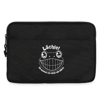 Lächel Frosch Meme Motiv lachen lustiger Frosch - Laptoptasche 13" - Schwarz - Vorne