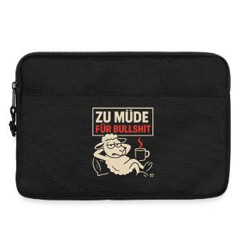 ZU MÜDE FÜR BULLSHIT – Statementshirt mit Schaf - Laptoptasche 13" - Schwarz - Vorne