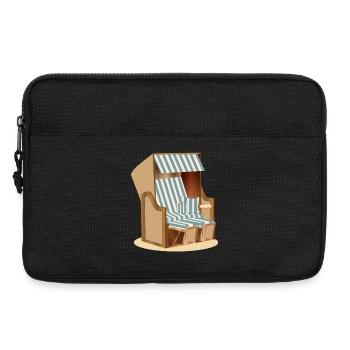 Blue and white nostalgia beach chair illustration - Laptop bag 13" - black - Front