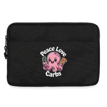 Cute Octopus with Peace Sign and Pizza - Laptop bag 13" - black - Front