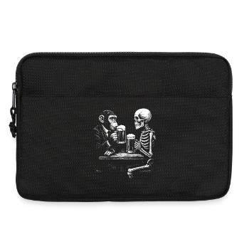 Humorvoller Skelett- und Affenbier-Toast - Laptoptasche 13" - Schwarz - Vorne