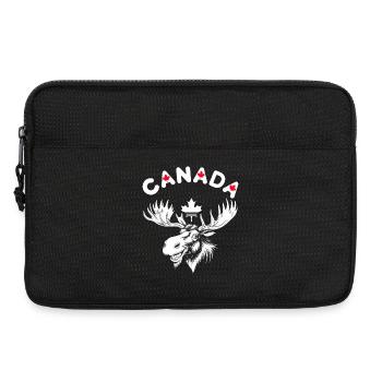 Drawing of a Canadian moose with maple leaves - Laptop bag 13" - black - Front