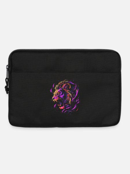 Löwe Bunt Löwenkopf Neon Farbenfroh Raubtier Kunst - Laptoptasche 13" - Schwarz