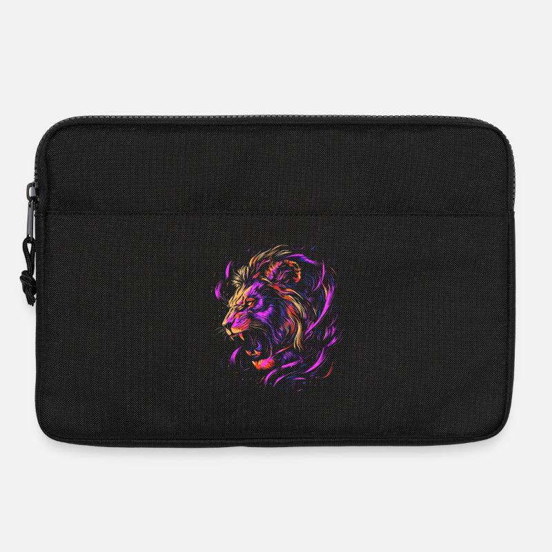 Löwe Bunt Löwenkopf Neon Farbenfroh Raubtier Kunst - Laptoptasche 13" - Schwarz