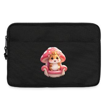 Cute hamster with crown on mushroom throne - Laptop bag 13" - black - Front