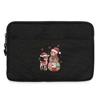 Patchwork Snowman and Reindeer - Laptop bag 13" - black - Front