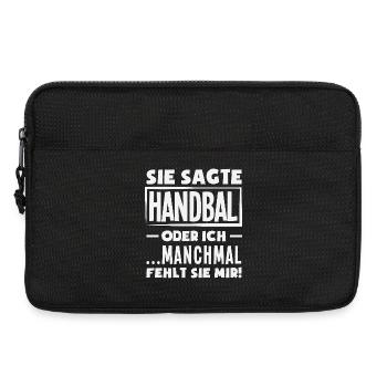 Handball oder ich – manchmal fehlt sie - Laptoptasche 13" - Schwarz - Vorne
