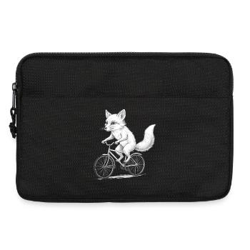 Fox Cyclist Sketch on Bike - Laptop bag 13" - black - Front