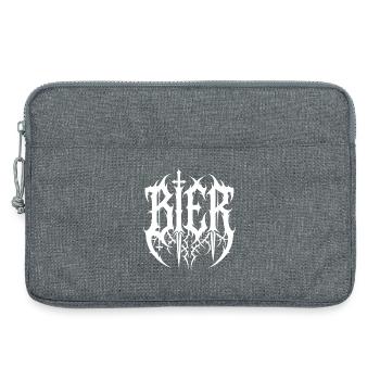 Bier – Black Metal Logo Schriftzug - Laptoptasche 13" - Grau meliert - Vorne
