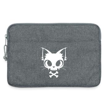 Skull Cat | Kawaii Skull & Bones Motif - Laptop bag 13" - heather grey - Front