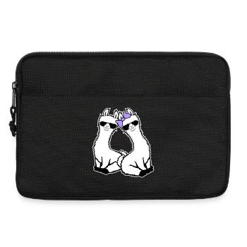 Deux lamas amoureux de lunettes de soleil cool assises - Sacoche pour ordinateur portable 13 pouces - noir - Devant