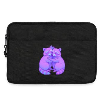 Kuschelige Purpur-Racoonen im Neonlicht - Laptoptasche 13" - Schwarz - Vorne
