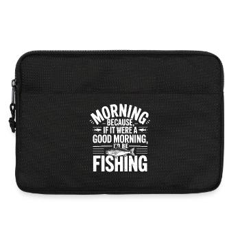 Morning Fishing Quote Tee - Laptop bag 13" - black - Front