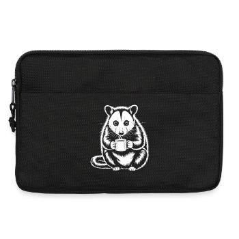 Coffee-drinking possum motif - Laptop bag 13" - black - Front