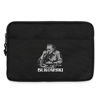 Charles Bukowski trinkt Kaffee im Café - Laptoptasche 13" - Schwarz - Vorne