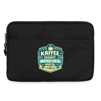 Kaffee zuerst, Menschen später - Laptoptasche 13" - Schwarz - Vorne