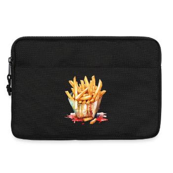 Pommes Frites Aquarell Kunstprint - Laptoptasche 13" - Schwarz - Vorne