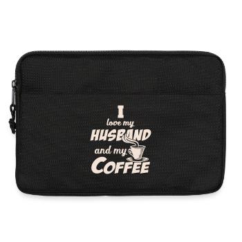 Love Husband and Coffee Quote Beige - Sacoche pour ordinateur portable 13 pouces - noir - Devant