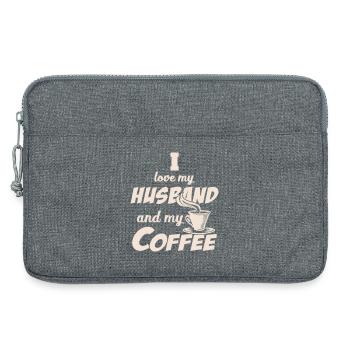 Love Husband and Coffee Quote Beige - Sacoche pour ordinateur portable 13 pouces - gris chiné - Devant
