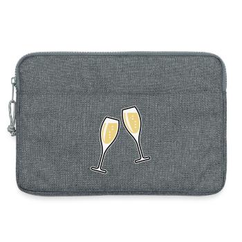 2 Sektgläser (Sekt / Oval / Zu / 3C) - Laptoptasche 13" - Grau meliert - Vorne