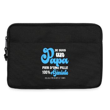 papa fier fille père et fille fête des pères - Sacoche pour ordinateur portable 13 pouces - noir - Devant
