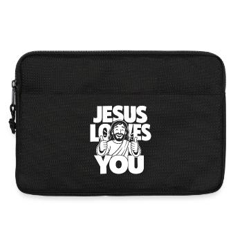 Jesus Loves You Christian Cartoon - Laptop bag 13" - black - Front
