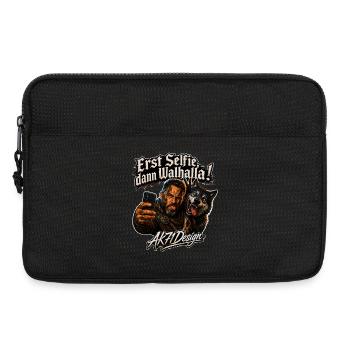 Erst Selfie, dann Walhalla - Wikinger Wolf Humor - Laptoptasche 13" - Schwarz - Vorne