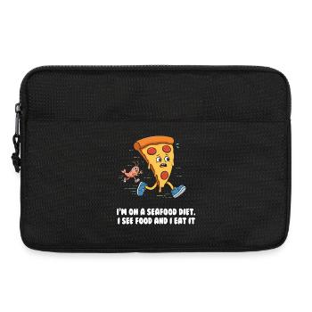 Seafood Diet Wortwitz mit Pizza und Garnele - Laptoptasche 13" - Schwarz - Vorne