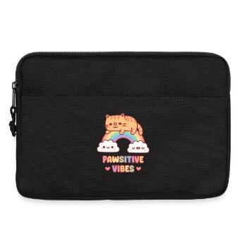 Un chat tigré mignon sur l’ambiance Rainbow Pawsitive - Sacoche pour ordinateur portable 13 pouces - noir - Devant
