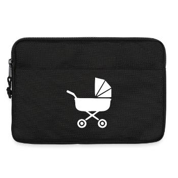 Weißer Kinderwagen Baby Geburt Junge Mädchen  - Laptoptasche 13" - Schwarz - Vorne