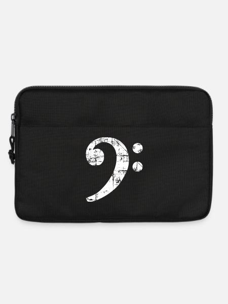 Bass Clef Symbol Vintage Music Design (White) - Laptop bag 13" - black