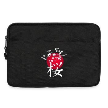 White Japanese cherry and red sun - Laptop bag 13" - black - Front
