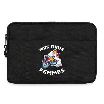 Mes deux femmes Humour moto Motard Cadeau Mariage - Sacoche pour ordinateur portable 13 pouces - noir - Devant