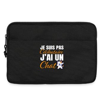 Pas célibataire, j'ai un chat - Sacoche pour ordinateur portable 13 pouces - noir - Devant