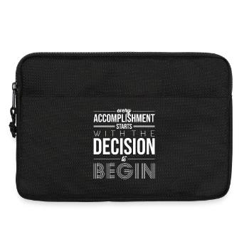 Begin with the Decision: Bold Typography - Laptop bag 13" - black - Front
