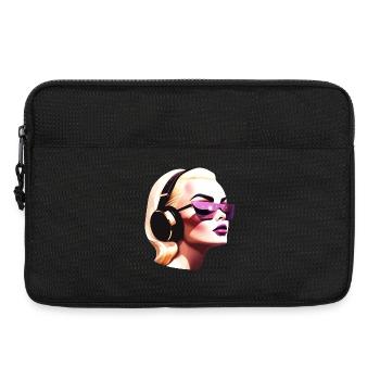 Retro Futuristic Woman with Headphones - Laptop bag 13" - black - Front