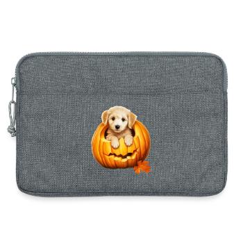 Halloween Doodle in Pumpkin: Funny Puppy - Laptop bag 13" - heather grey - Front