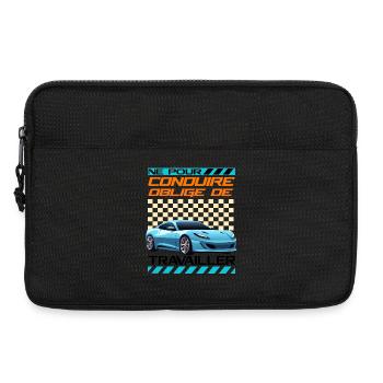 Voiture sportive néon rétro racing - Sacoche pour ordinateur portable 13 pouces - noir - Devant