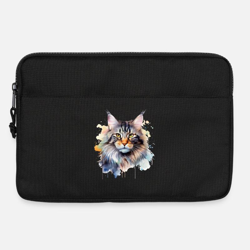 Katze Wasserfarben Maincoon - Laptoptasche 13" - Schwarz