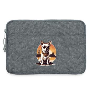 Steampunk Hund - Laptoptasche 13" - Grau meliert - Vorne