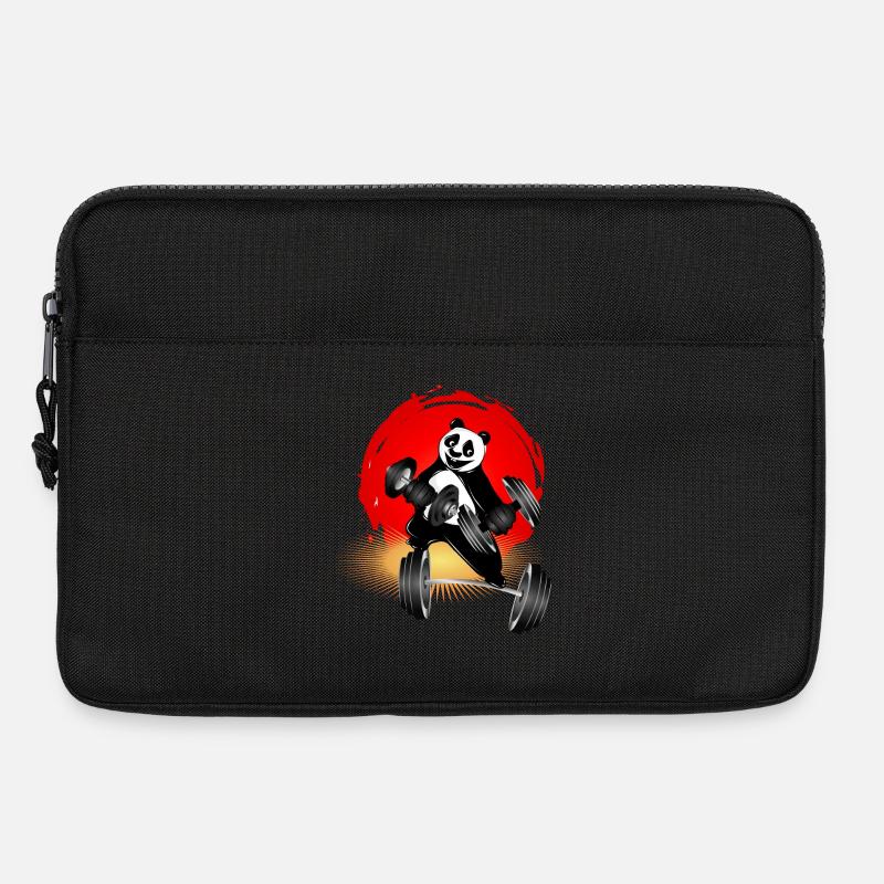 Bodybuilder Panda Bär mit Hanteln beim Training - Laptoptasche 13" - Schwarz