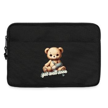 Teddy brings comfort - cuddly toy with a cast arm - Laptop bag 13" - black - Front