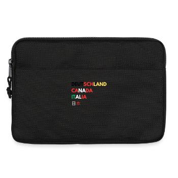 Länderfarben Schriftzug Collage - Laptoptasche 13" - Schwarz - Vorne